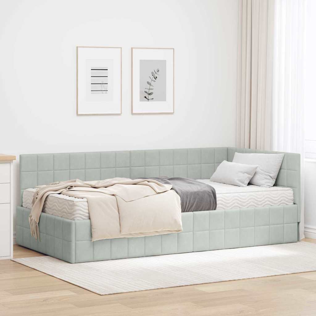 Struttura Letto Angolare con Materasso 2 pcs Grigio chiaro