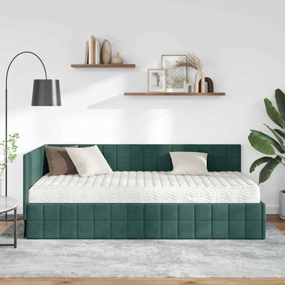 Struttura Letto Angolare con Materasso 2 pcs Verde Velluto