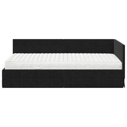 Struttura Letto Angolare con Materasso 2 pcs Nero Velluto