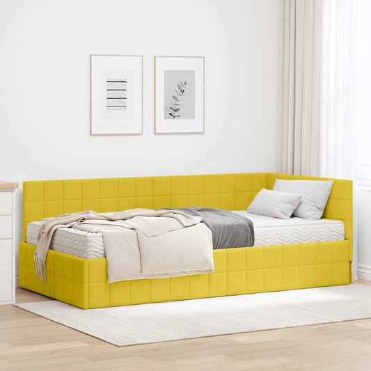 Struttura Letto Angolare con Materasso 2 pcs Giallo Velluto