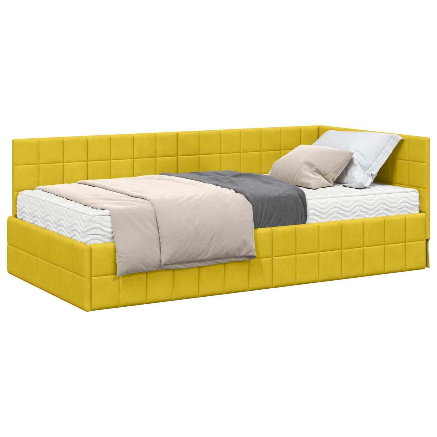 Struttura Letto Angolare con Materasso 2 pcs Giallo Velluto