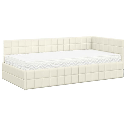 Struttura Letto Angolare con Materasso 2 pcs Crema Velluto