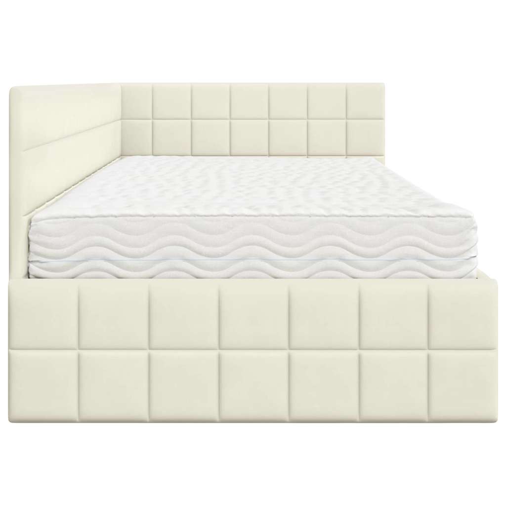 Struttura Letto Angolare con Materasso 2 pcs Crema Velluto
