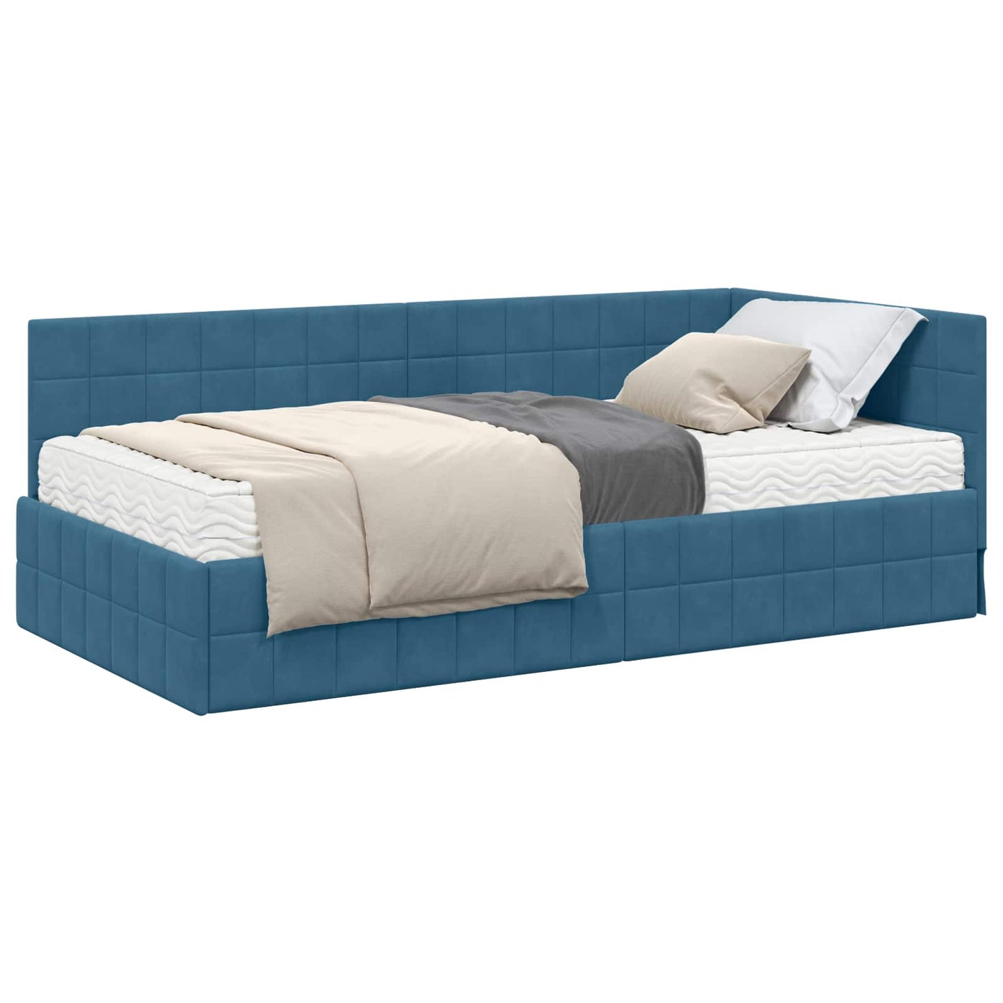 Struttura Letto Angolare con Materasso 2 pcs Blu Velluto