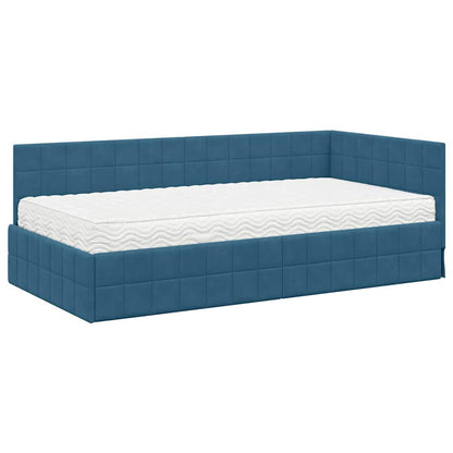 Struttura Letto Angolare con Materasso 2 pcs Blu Velluto