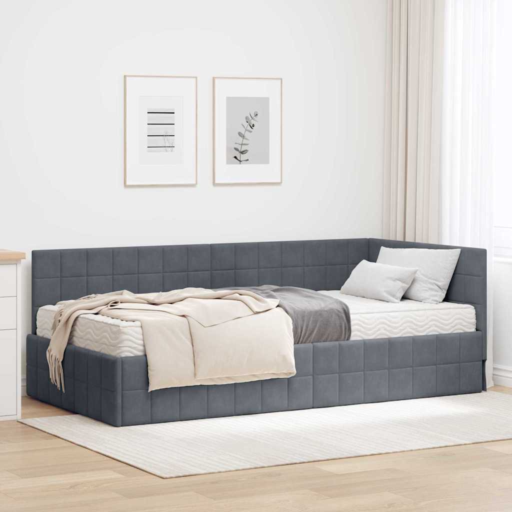 Struttura Letto Angolare con Materasso 2 pcs Grigio Velluto | homemem39