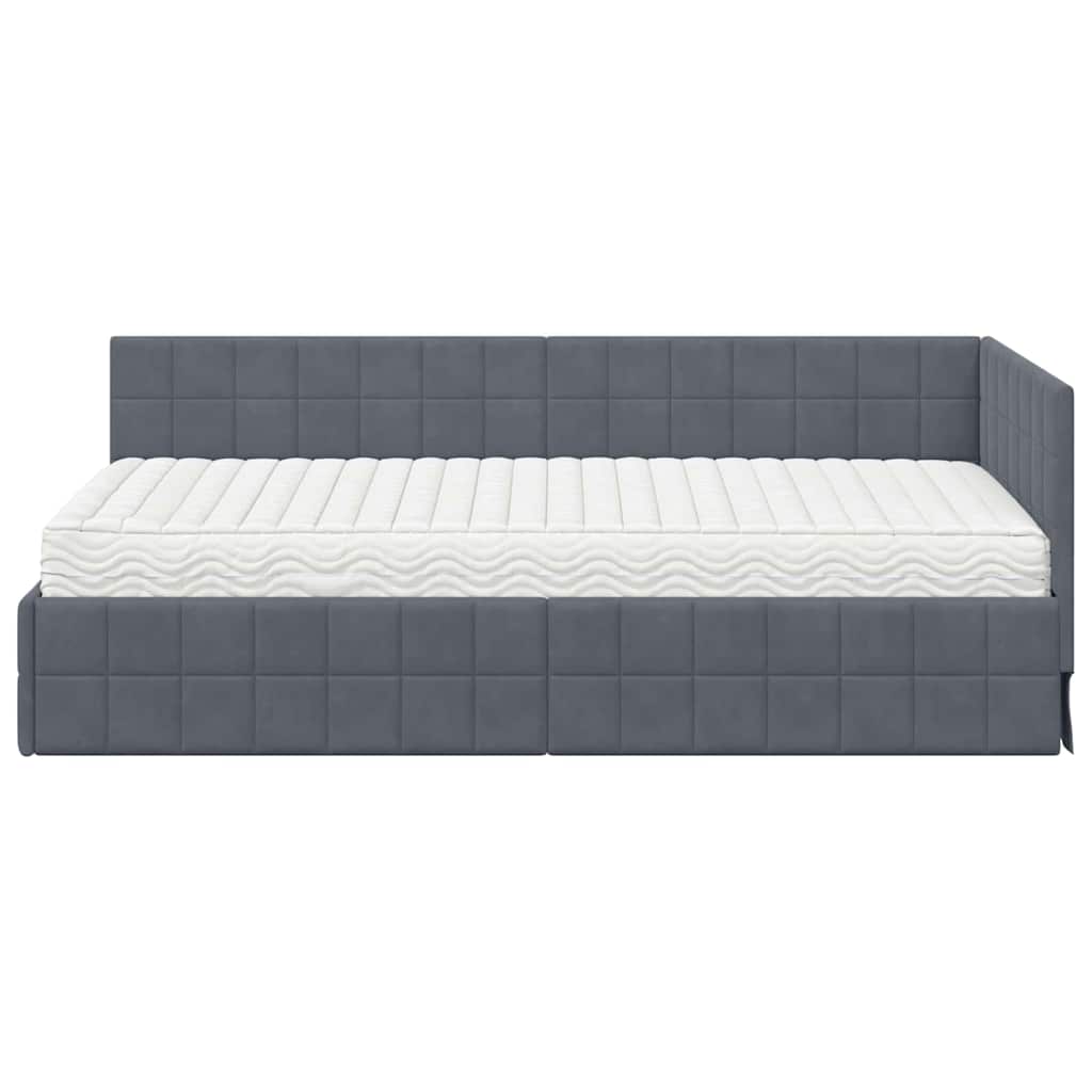 Struttura Letto Angolare con Materasso 2 pcs Grigio Velluto | homemem39