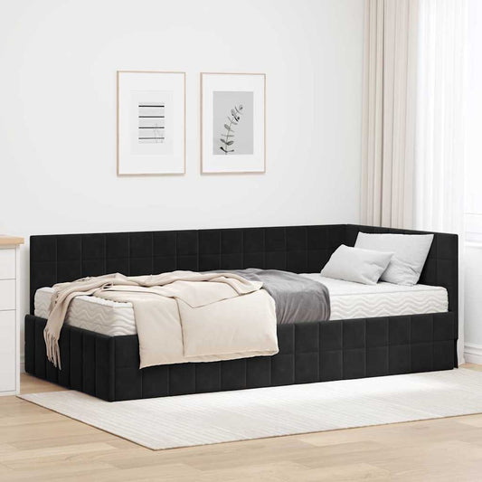 Struttura Letto Angolare con Materasso 2 pcs Nero Velluto