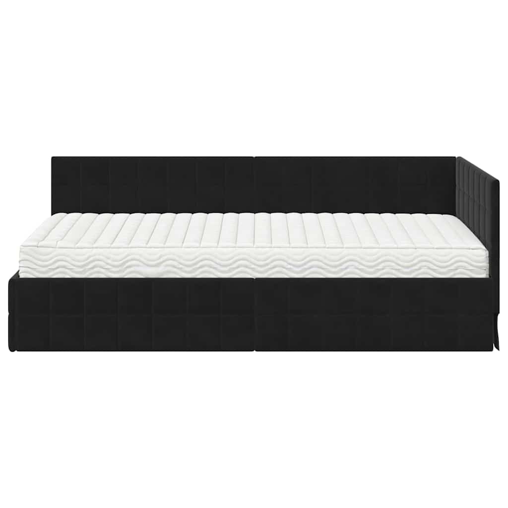 Struttura Letto Angolare con Materasso 2 pcs Nero Velluto