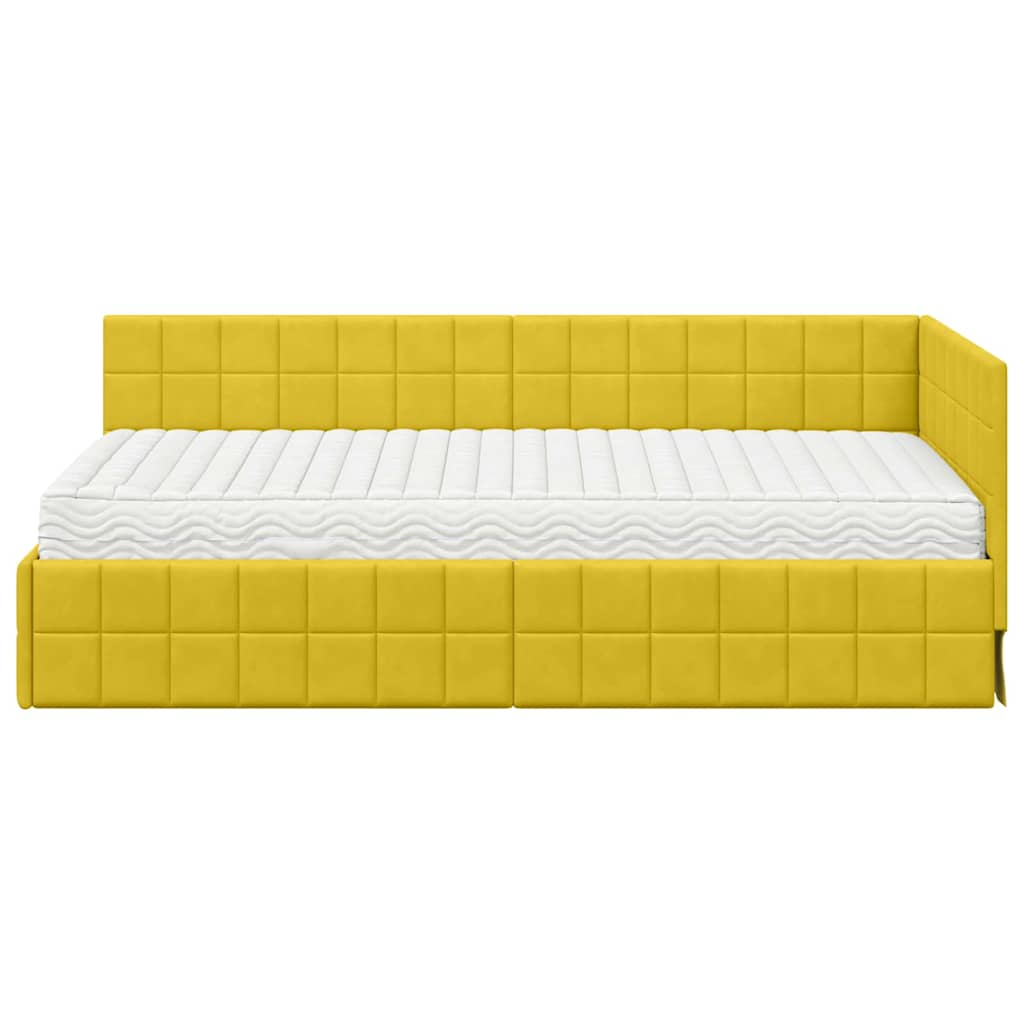 Struttura Letto Angolare con Materasso 2 pcs Giallo Velluto
