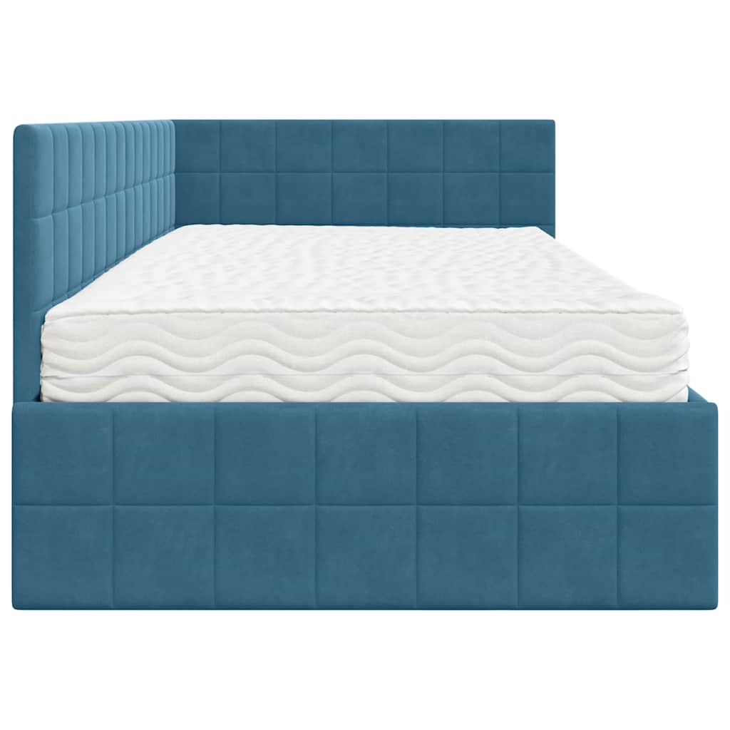 Struttura Letto Angolare con Materasso 2 pcs Blu Velluto