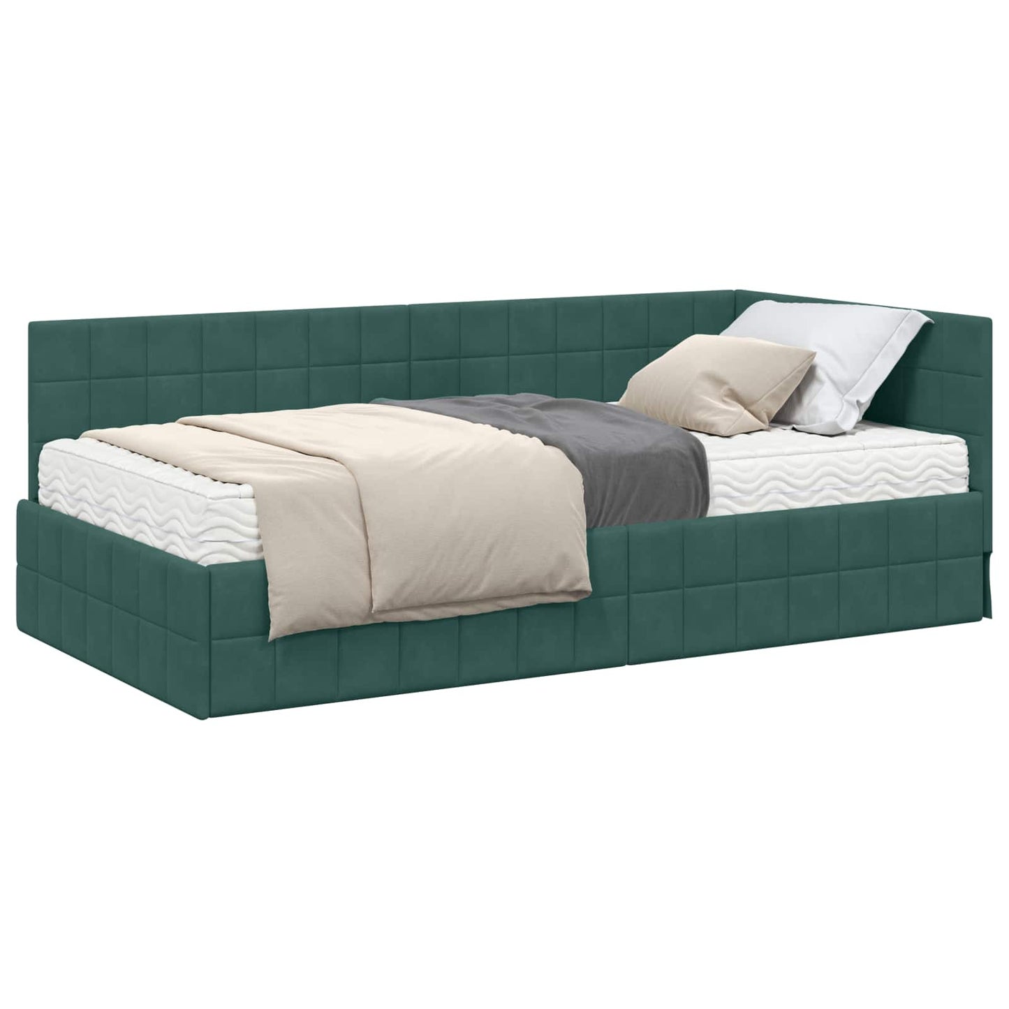 Struttura Letto Angolare con Materasso 2 pcs Verde Velluto