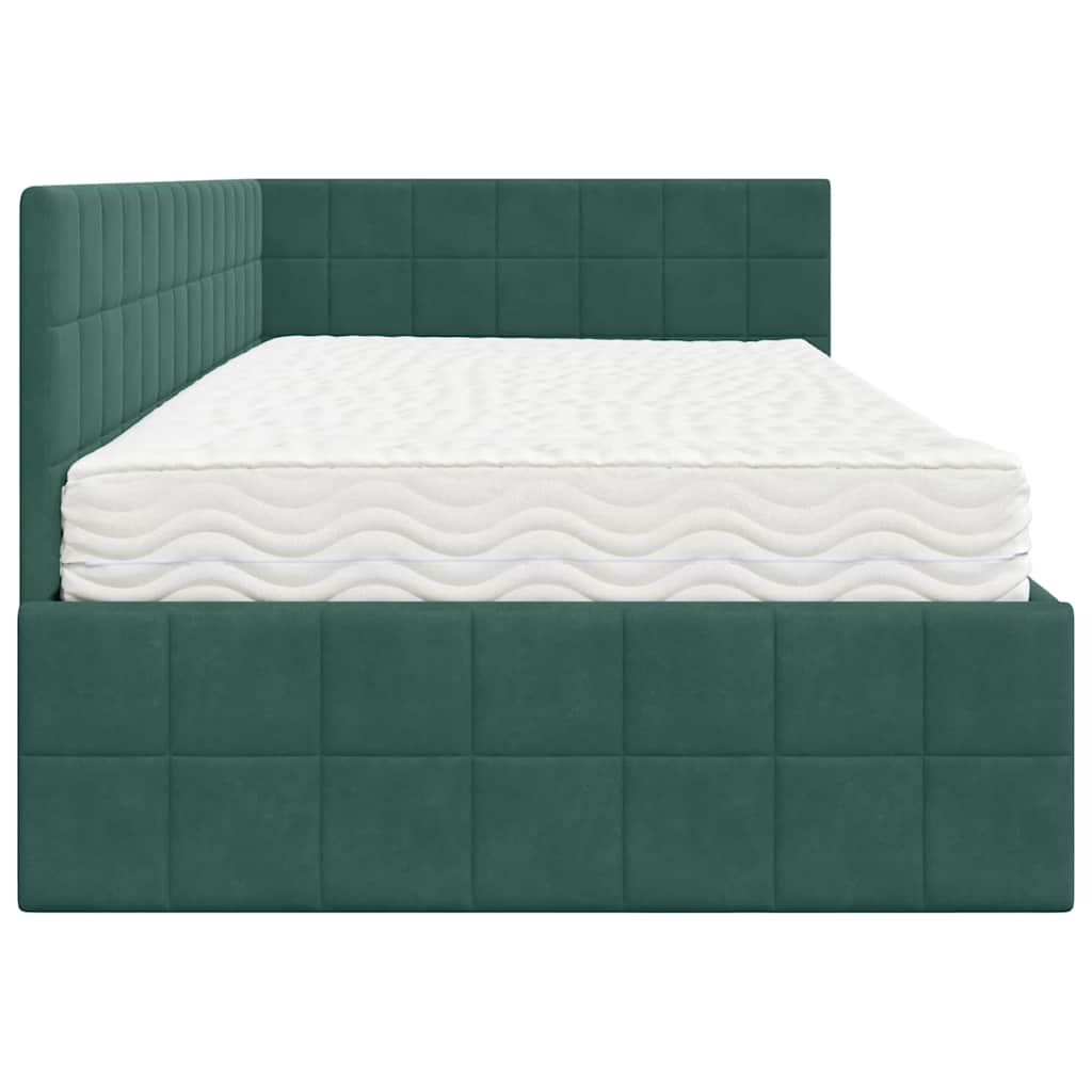 Struttura Letto Angolare con Materasso 2 pcs Verde Velluto