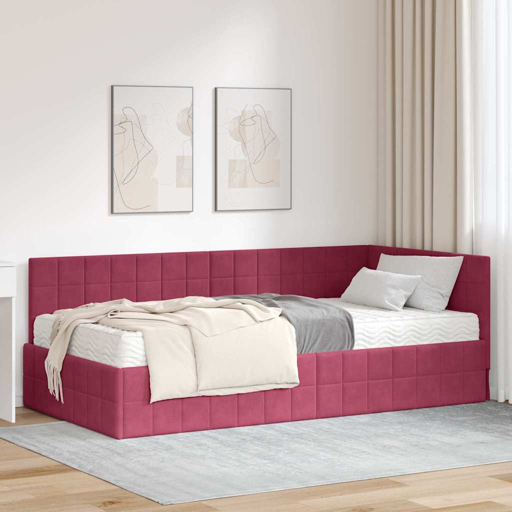 Struttura Letto Angolare con Materasso 2 pcs Verde Velluto