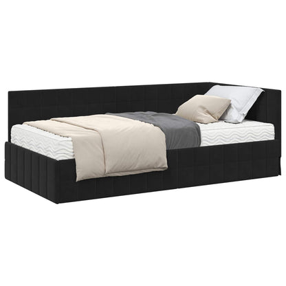 Struttura Letto Angolare con Materasso 2 pcs Nero Velluto