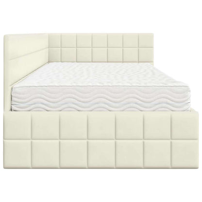 Struttura Letto Angolare con Materasso 2 pcs Crema Velluto | homemem39