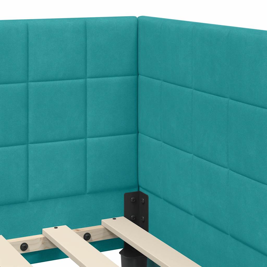 Struttura Letto Angolare con Materasso 2 pcs Turchese Velluto | homemem39
