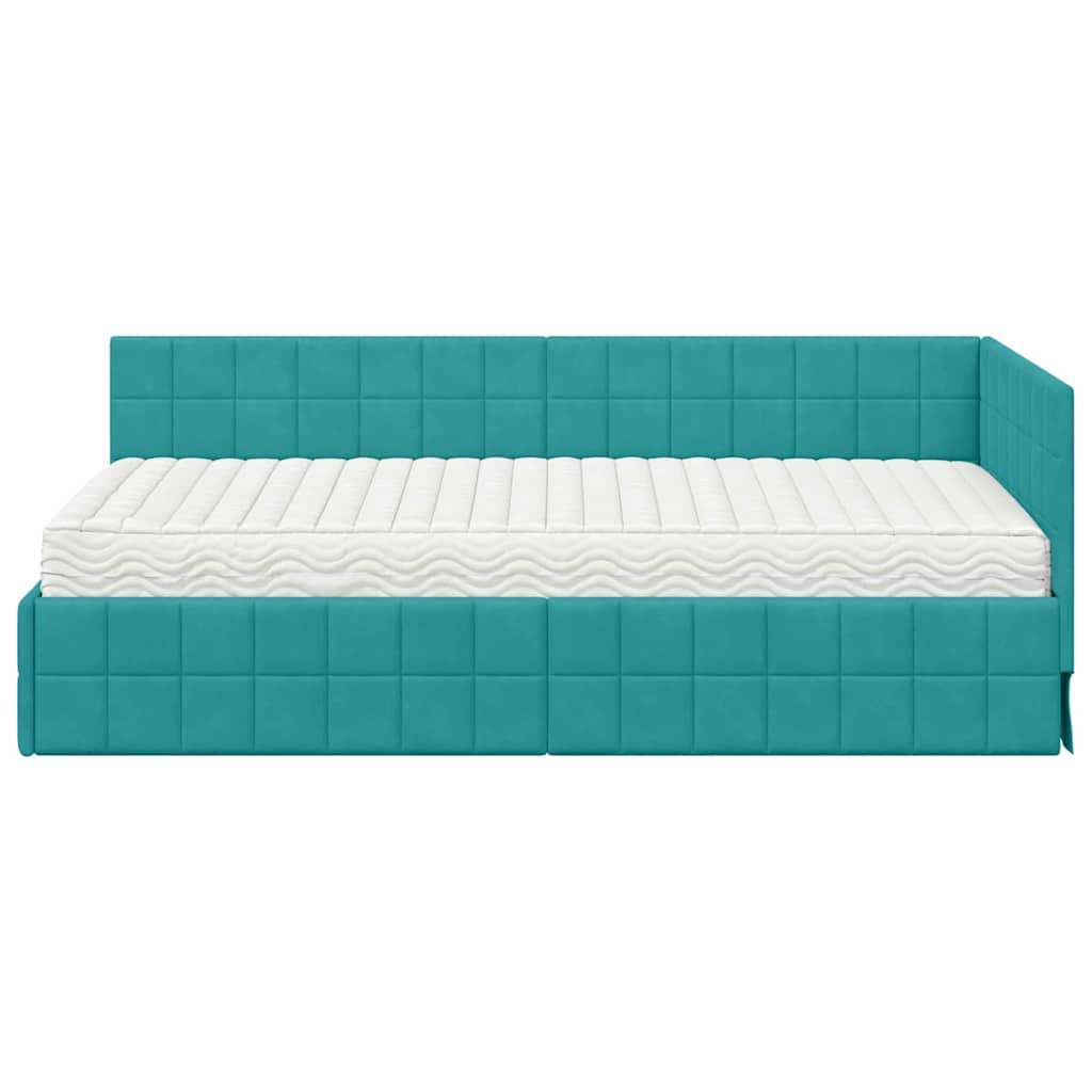 Struttura Letto Angolare con Materasso 2 pcs Turchese Velluto | homemem39