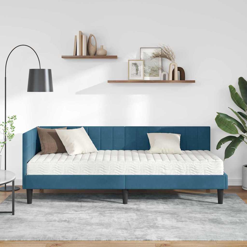 Struttura Letto Angolare con Materasso 2 pcs Blu Velluto