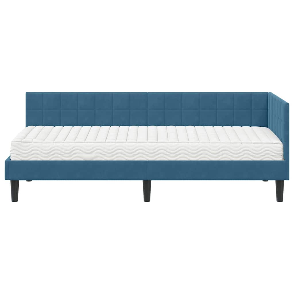 Struttura Letto Angolare con Materasso 2 pcs Blu Velluto