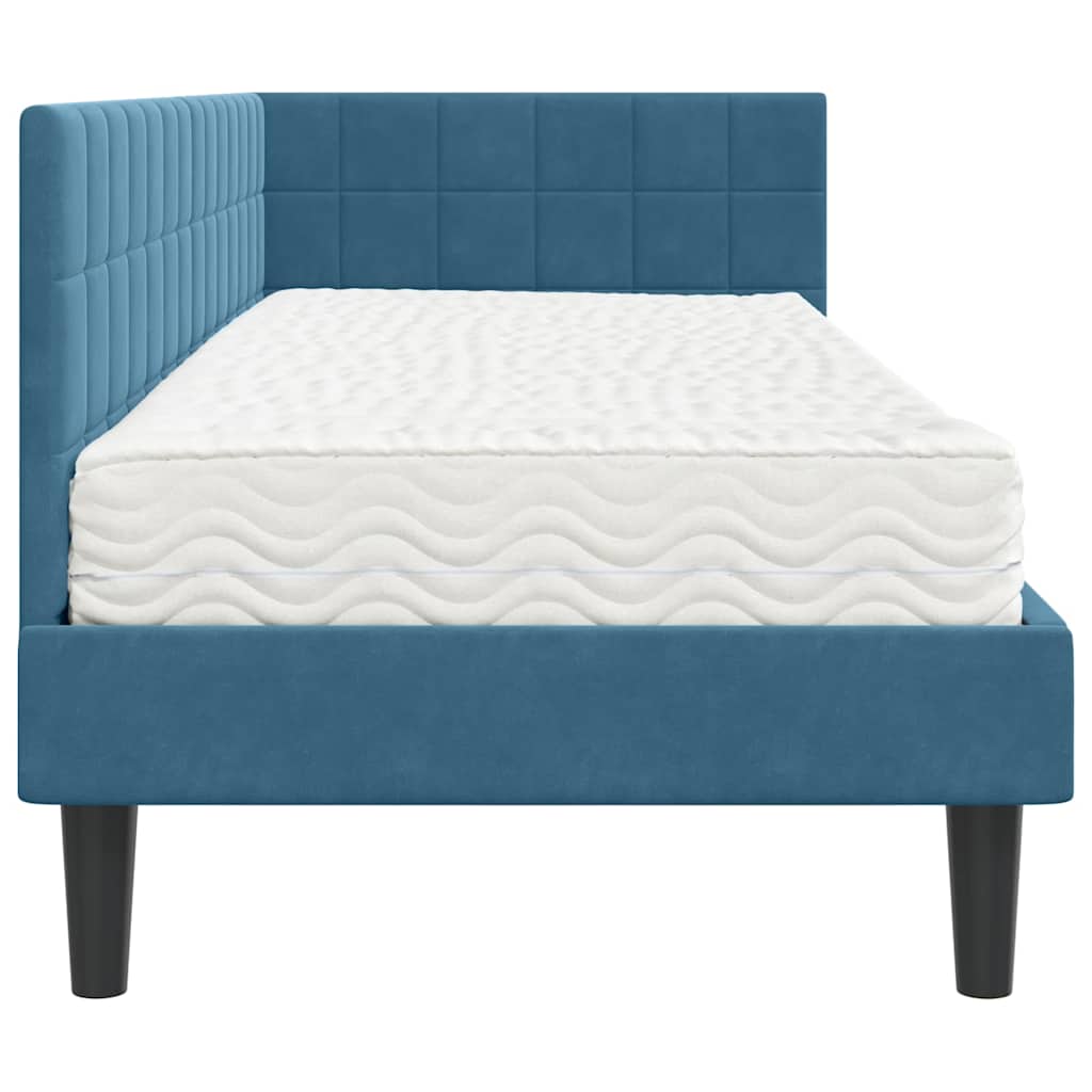 Struttura Letto Angolare con Materasso 2 pcs Blu Velluto