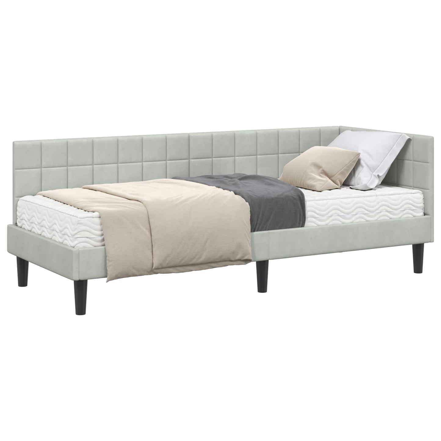 Struttura Letto Angolare con Materasso 2 pcs Grigio chiaro
