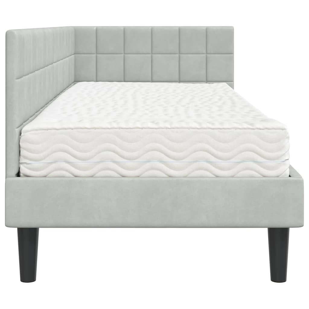 Struttura Letto Angolare con Materasso 2 pcs Grigio chiaro