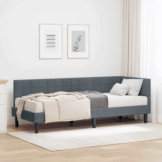 Struttura Letto Angolare con Materasso 2 pcs Grigio Velluto