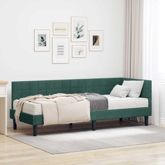 Struttura Letto Angolare con Materasso 2 pcs Verde Velluto