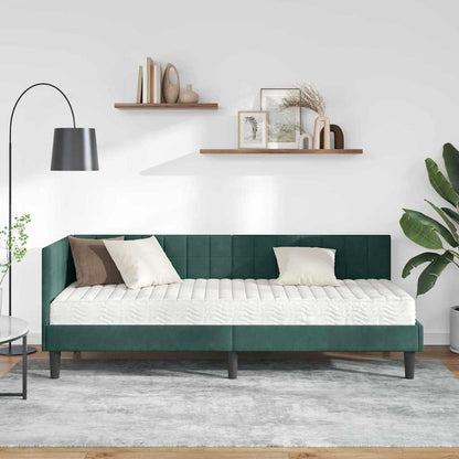 Struttura Letto Angolare con Materasso 2 pcs Verde Velluto