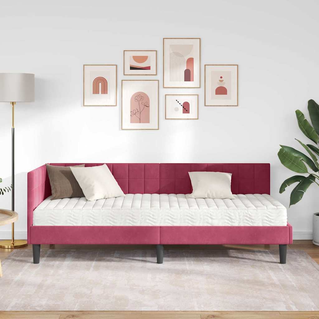 Struttura Letto Angolare con Materasso 2 pcs Verde Velluto