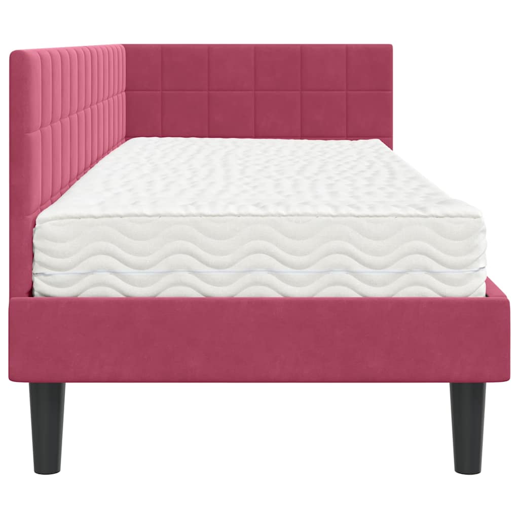 Struttura Letto Angolare con Materasso 2 pcs Verde Velluto