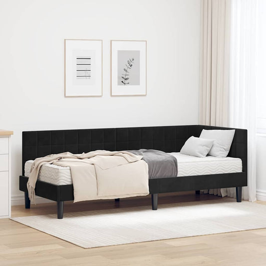 Struttura Letto Angolare con Materasso 2 pcs Nero Velluto