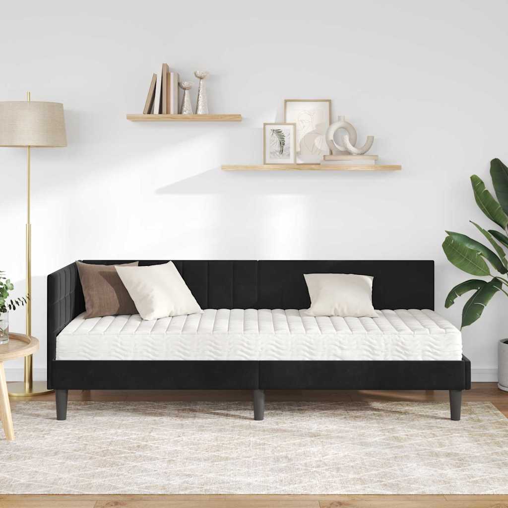 Struttura Letto Angolare con Materasso 2 pcs Nero Velluto | homemem39