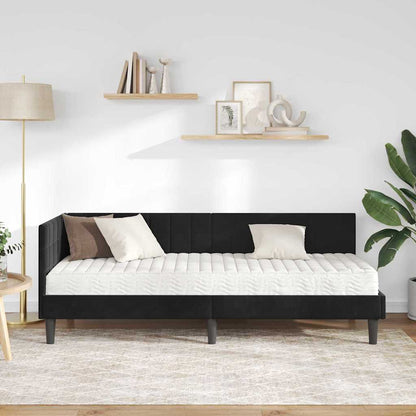 Struttura Letto Angolare con Materasso 2 pcs Nero Velluto | homemem39