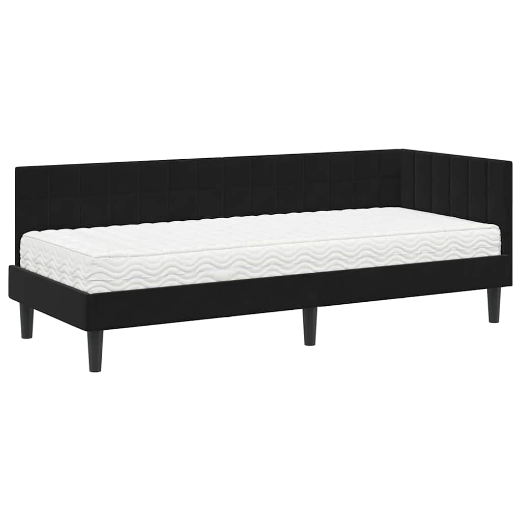 Struttura Letto Angolare con Materasso 2 pcs Nero Velluto | homemem39
