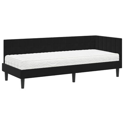 Struttura Letto Angolare con Materasso 2 pcs Nero Velluto | homemem39
