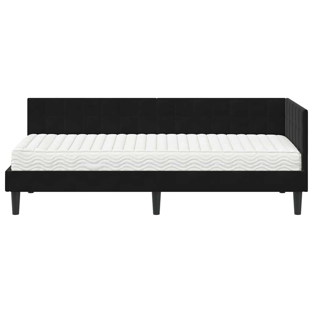 Struttura Letto Angolare con Materasso 2 pcs Nero Velluto | homemem39