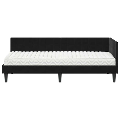Struttura Letto Angolare con Materasso 2 pcs Nero Velluto | homemem39