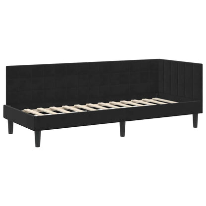 Struttura Letto Angolare con Materasso 2 pcs Nero Velluto