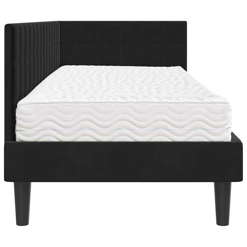 Struttura Letto Angolare con Materasso 2 pcs Nero Velluto | homemem39