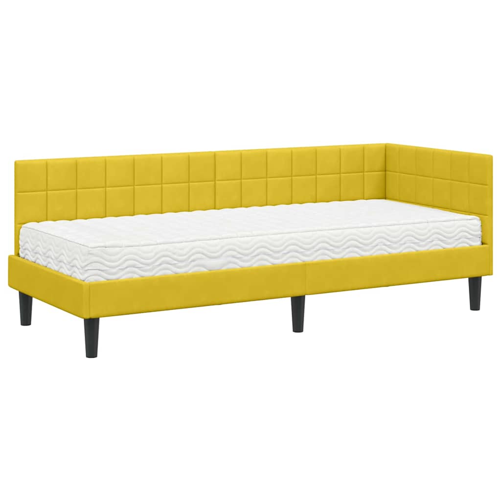 Struttura Letto Angolare con Materasso 2 pcs Giallo Velluto