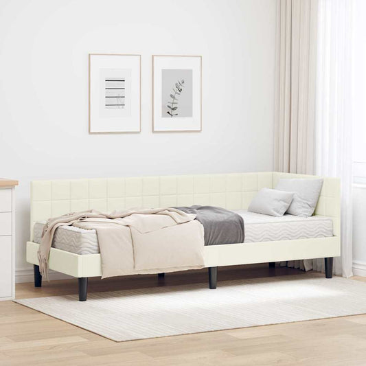 Struttura Letto Angolare con Materasso 2 pcs Crema Velluto