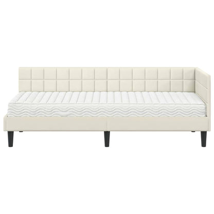 Struttura Letto Angolare con Materasso 2 pcs Crema Velluto