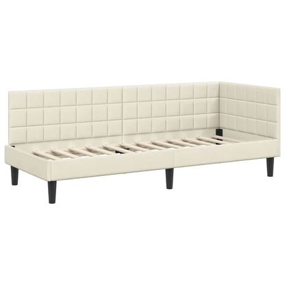 Struttura Letto Angolare con Materasso 2 pcs Crema Velluto
