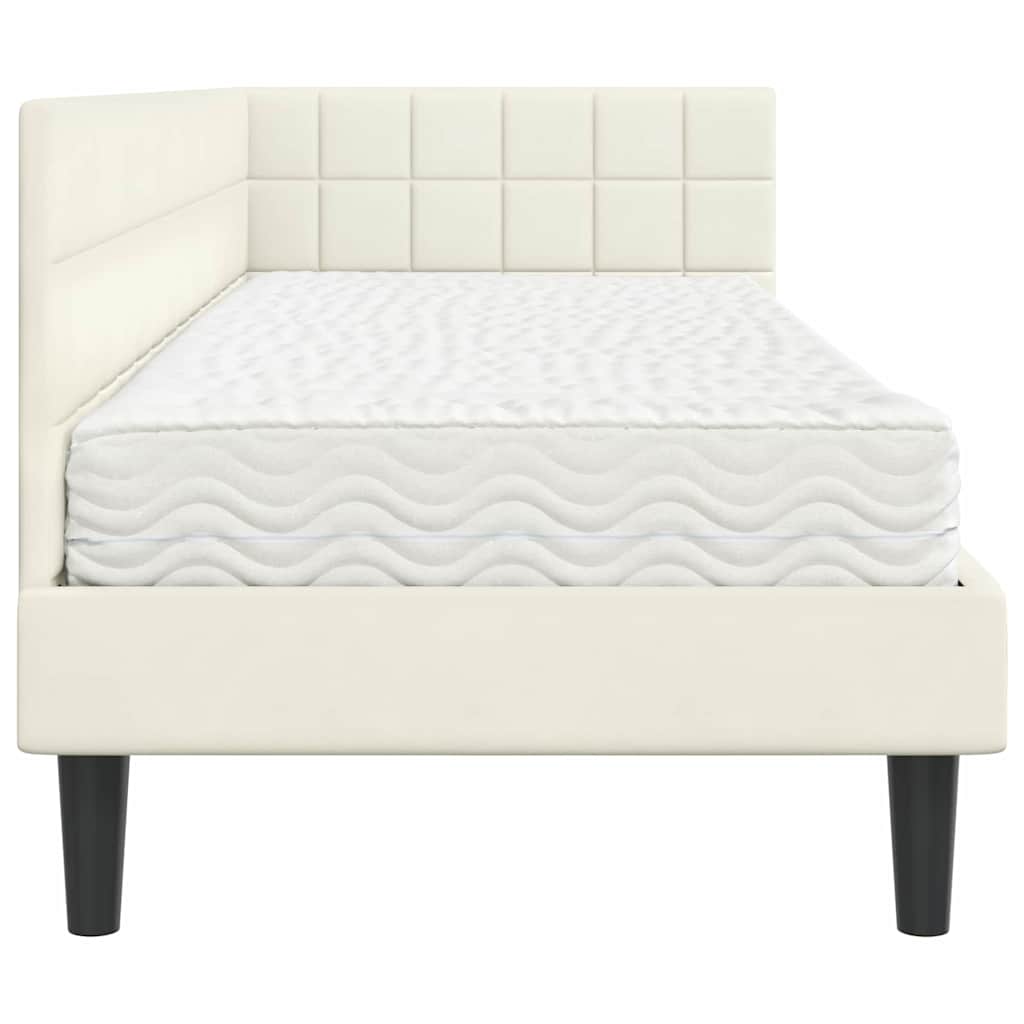 Struttura Letto Angolare con Materasso 2 pcs Crema Velluto