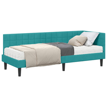 Struttura Letto Angolare con Materasso 2 pcs Turchese Velluto | homemem39