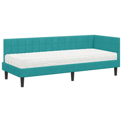 Struttura Letto Angolare con Materasso 2 pcs Turchese Velluto | homemem39