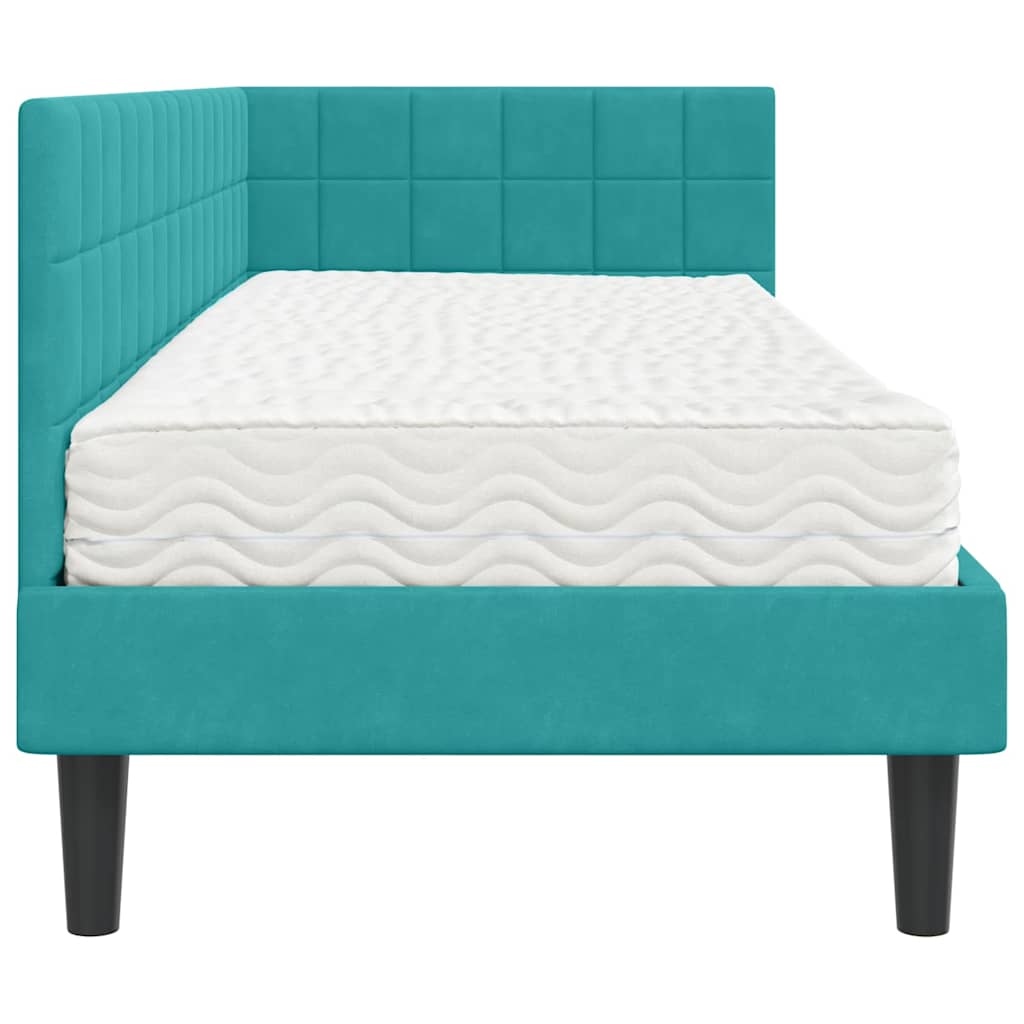 Struttura Letto Angolare con Materasso 2 pcs Turchese Velluto | homemem39