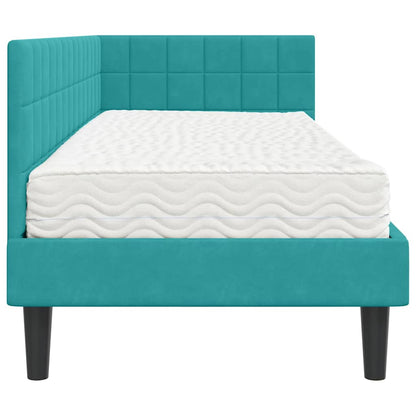 Struttura Letto Angolare con Materasso 2 pcs Turchese Velluto